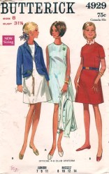 4929  BUTTERICK 1970 COLLAR JACKET, A-DRESS 4-H UNIFORM PATTERN 7 or 11  JR or 12 MS UNCUT choice uncut